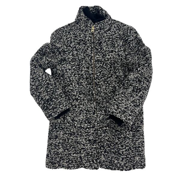 J Crew Coat Italian Wool Lodge Tweed Zip Up in Boucle Speckled Black White 6P‎ - Picture 8 of 12